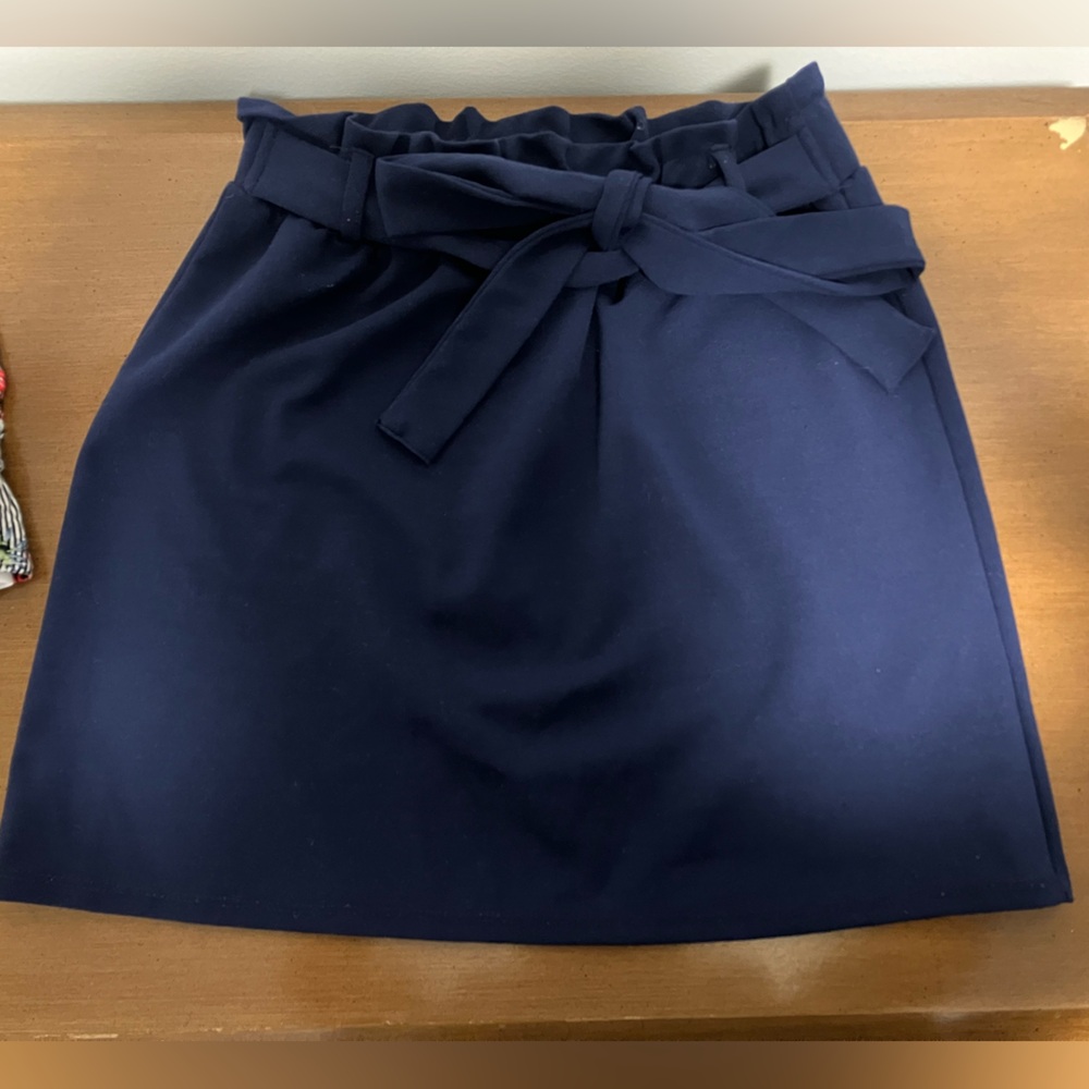 Potter's Pot Blue A-Line Mini Skirt with Tie Front